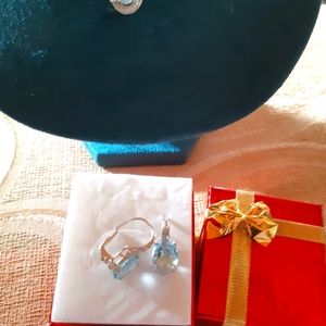 Silverstamped  blue topaz necklace and earrings